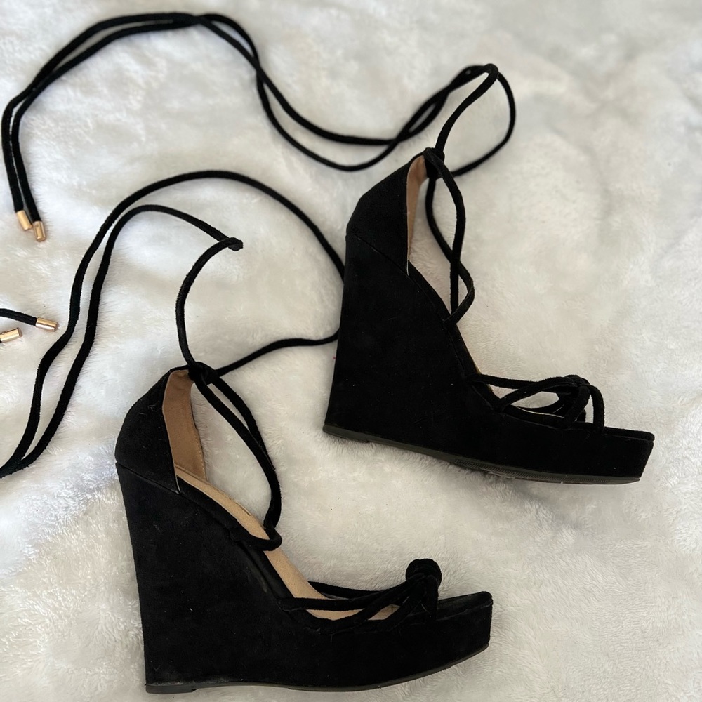 Black Suede Wedges